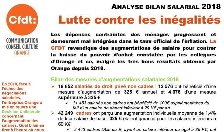 Bilan salarial 2018 vu par la CFDT