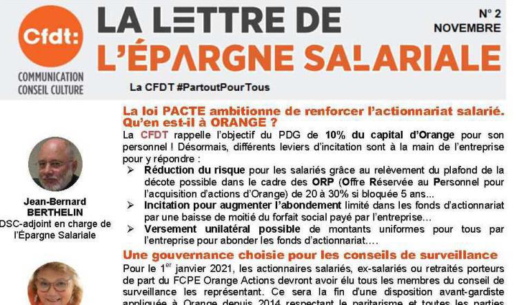 Lettre de l'épargne salariale de Novembre 2019