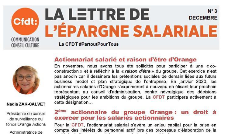 Lettre de l'épargne salariale de Décembre 2019