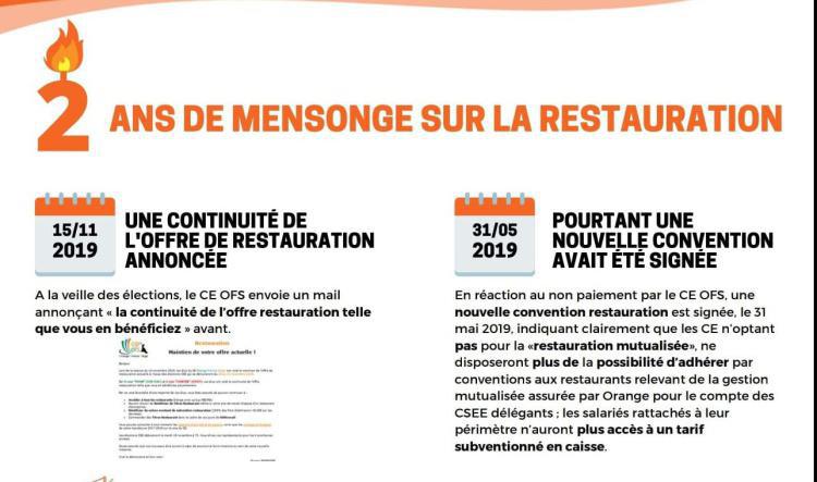 Restauration CSE OFS : 2 ans de mensonge