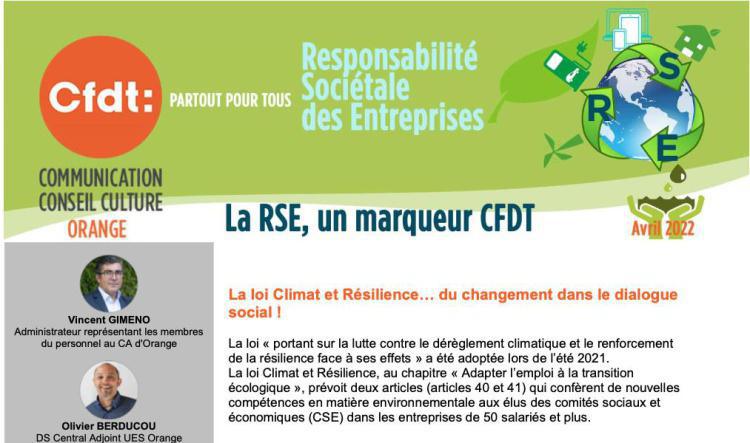 La Newsletter RSE - Avril 2022