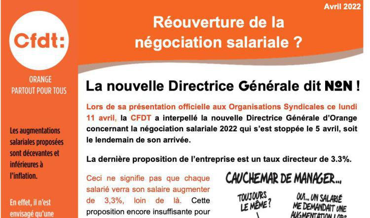 #NAO - Réouverture de la négociation salariale ? La nouvelle Directrice Générale dit NON ! - Avril 2022 - 