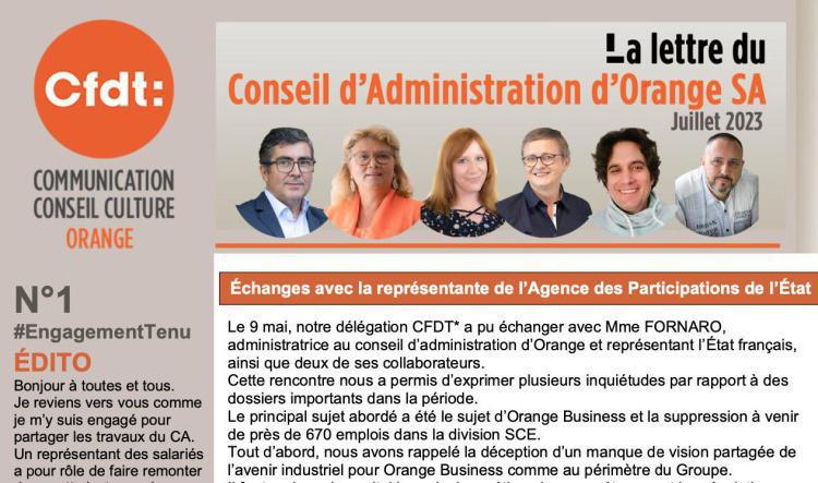 La Lettre du Conseil d'Administration - Juillet 2023 - N°1