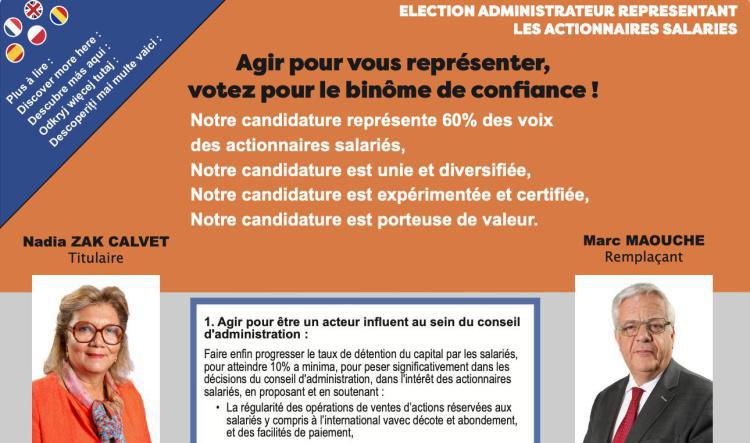 ÉLECTION ADMINISTRATEUR REPRESENTANT LES ACTIONNAIRES SALARIÉS