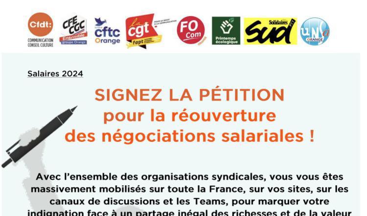 SIGNEZ LA PÉTITION pour la réouverture  des négociations salariales !