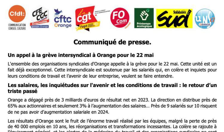 Communiqué de presse intersyndical - 21 mai 2024