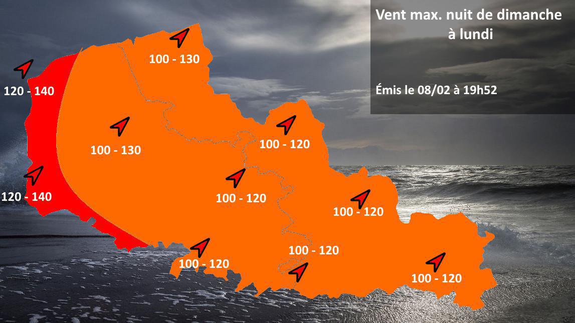 Tempête Ciara: 35 départements placés en vigilance orange Tempête Ciara: 35 départements placés en vigilance orange