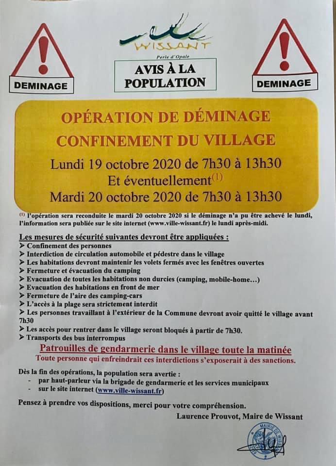 Déminage à Wissant - intervention programmée le 19 octobre Déminage à Wissant - intervention programmée le 19 octobre