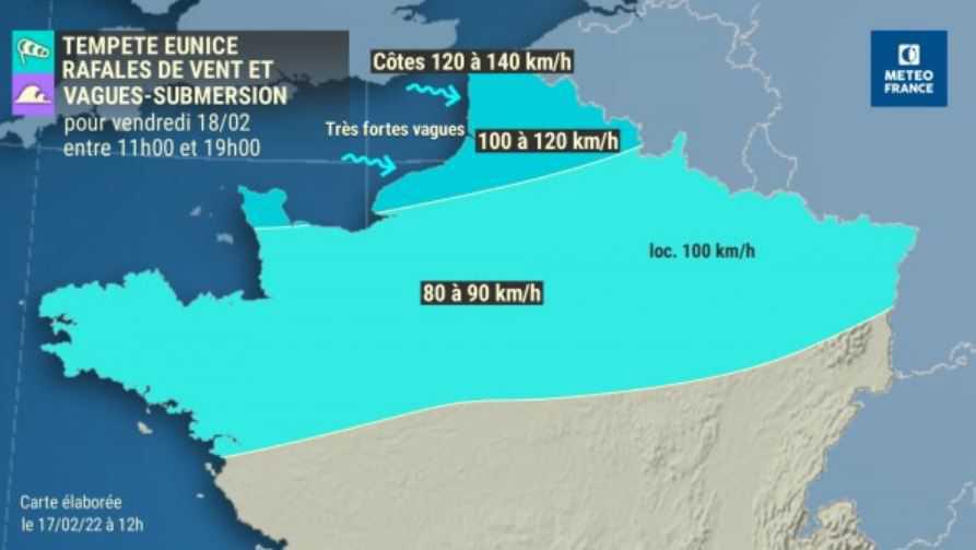 Tempête Eunice : cinq départements du nord de la France en vigilance orange Tempête Eunice : cinq départements du nord de la France en vigilance orange