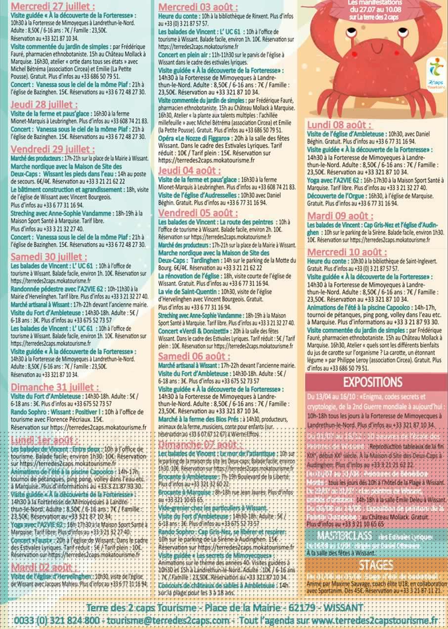 Manifestations sur La terre des 2 Caps du 3 au 17 août Manifestations sur La terre des 2 Caps du 3 au 17 août