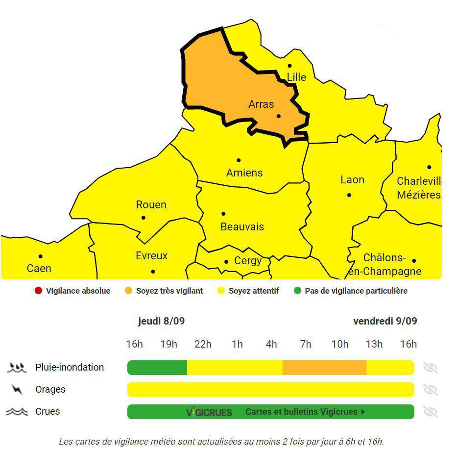 Le Pas-de-Calais passe en vigilance orange Pluie-Inondations Le Pas-de-Calais passe en vigilance orange Pluie-Inondations