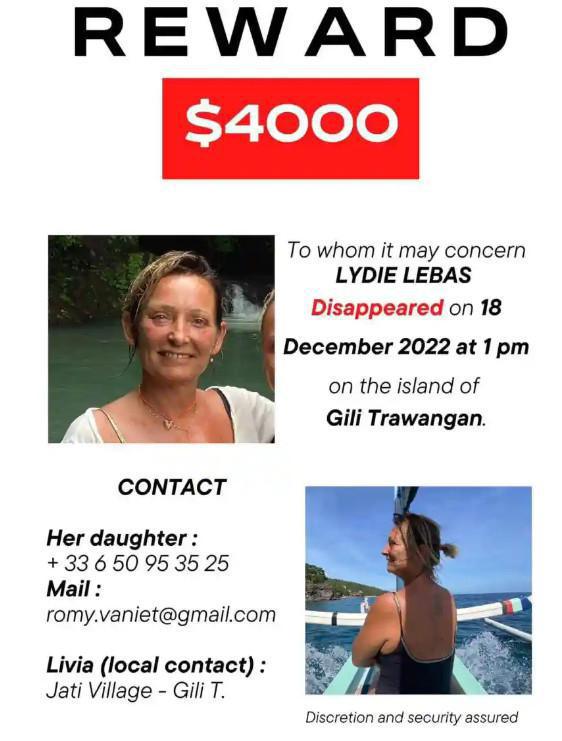 Une semaine après la disparition de Lydie Lebas en Indonésie, les recherches arrêtées Une semaine après la disparition de Lydie Lebas en Indonésie, les recherches arrêtées