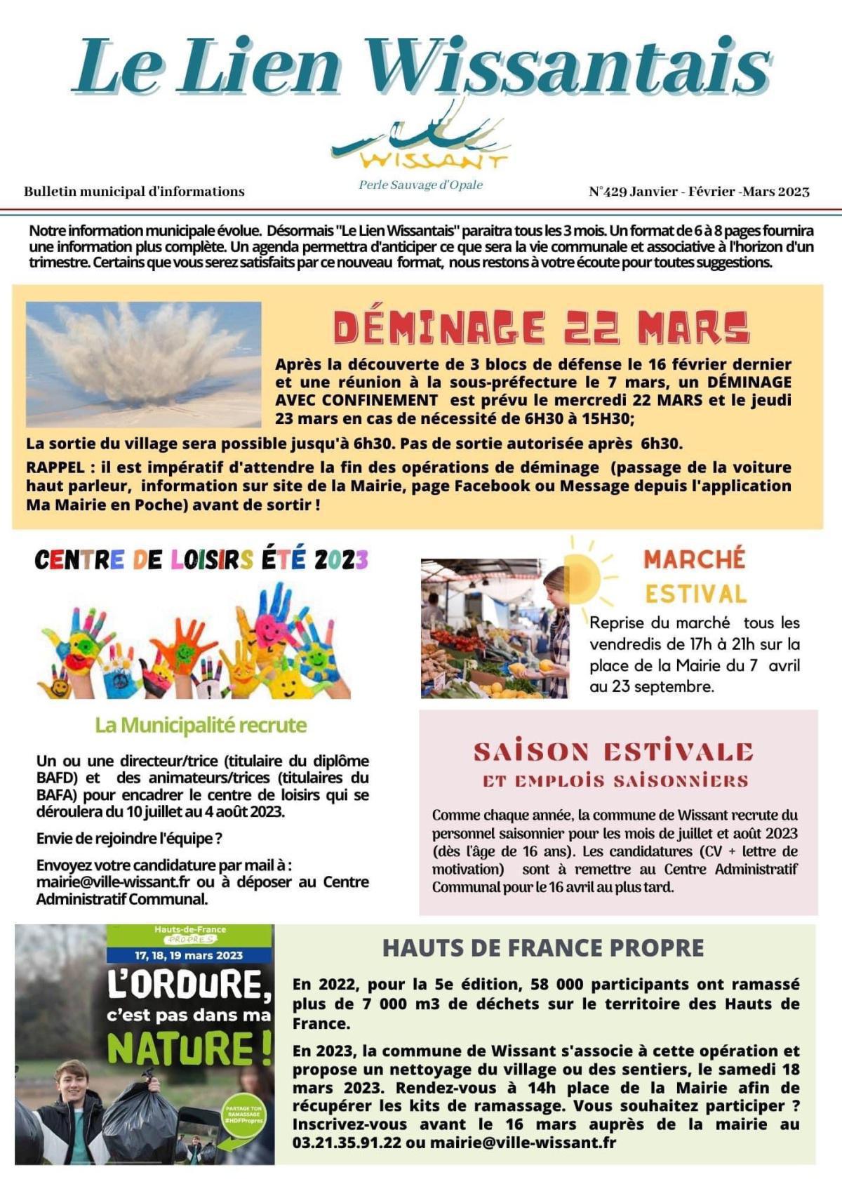 Le Lien Wissantais de Janvier Février Mars 2023 est en ligne Le Lien Wissantais de Janvier Février Mars 2023 est en ligne