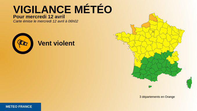 La Seine-Maritime, la Manche et le Pas-de-Calais placés en vigilance orange pour vents violents