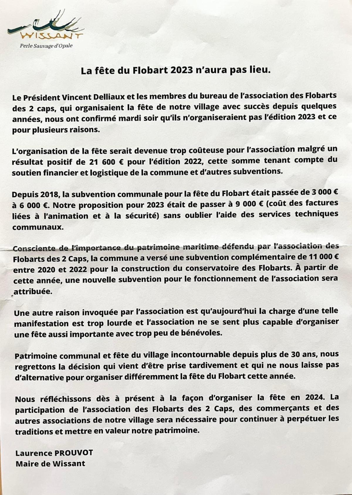 Wissant : la Fête du flobart est bel et bien annulée Wissant : la Fête du flobart est bel et bien annulée