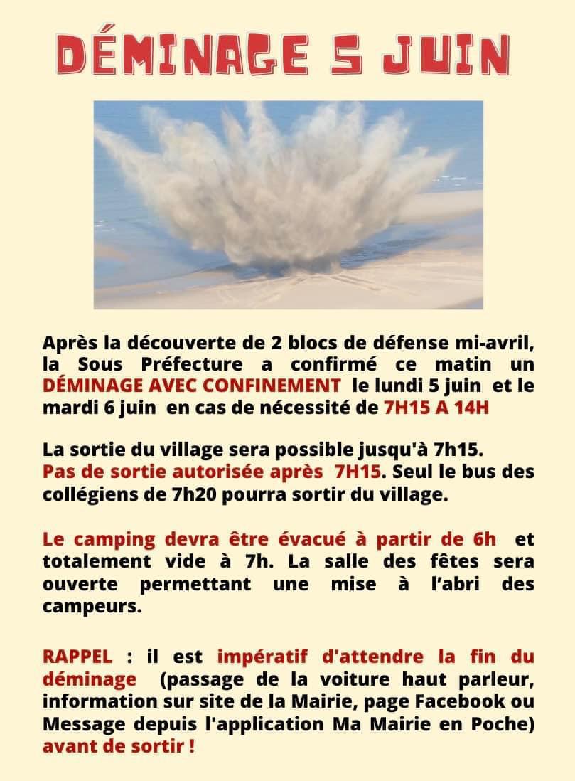 Opération de déminage à Wissant le lundi 5 Juin Opération de déminage à Wissant le lundi 5 Juin