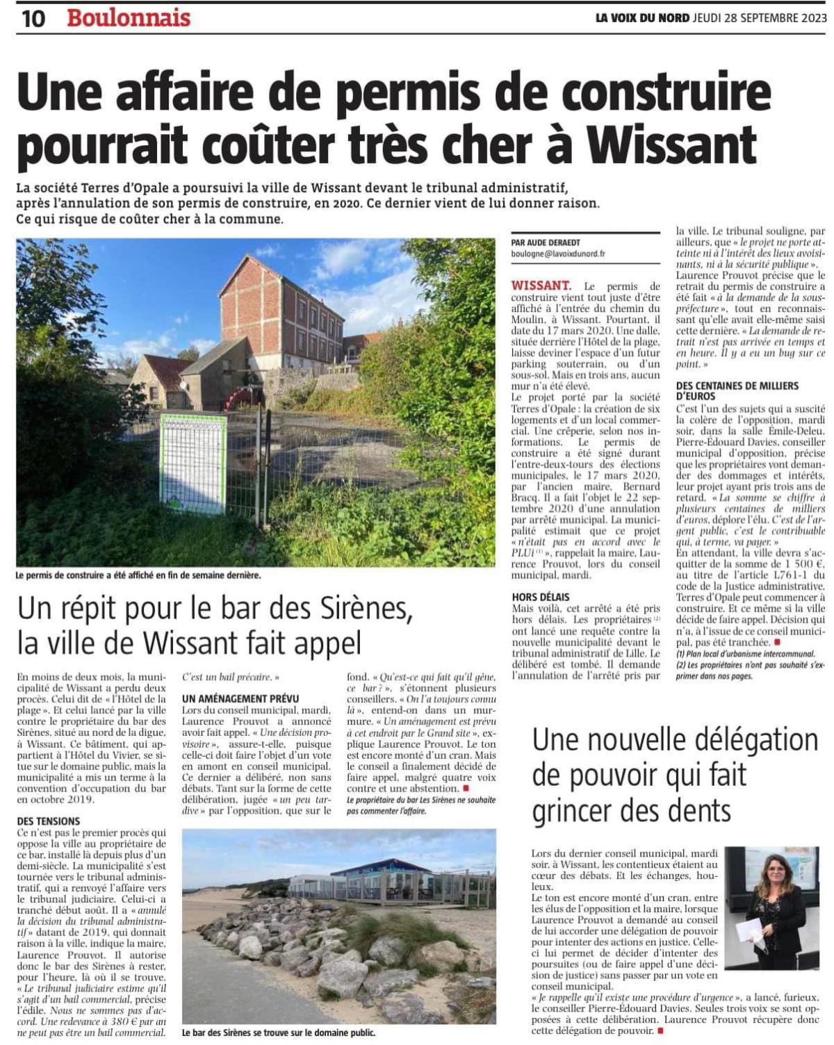 Wissant : une affaire de permis de construire pourrait coûter très cher à la commune Wissant : une affaire de permis de construire pourrait coûter très cher à la commune