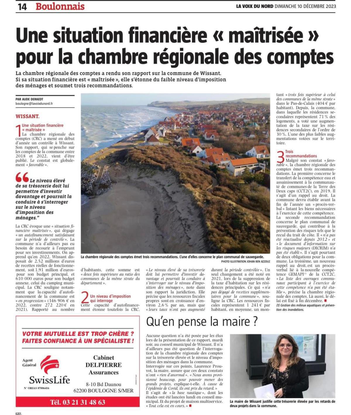 Une situation financière «maîtrisée» à Wissant, selon la chambre régionale des comptes Une situation financière «maîtrisée» à Wissant, selon la chambre régionale des comptes