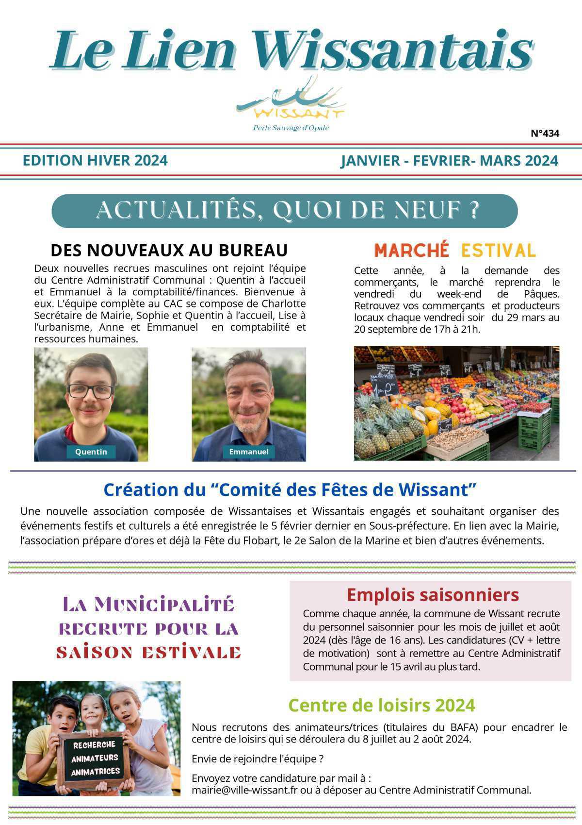 Le Lien Wissantais de Janvier - Février - Mars 2024 est en ligne Le Lien Wissantais de Janvier - Février - Mars 2024 est en ligne