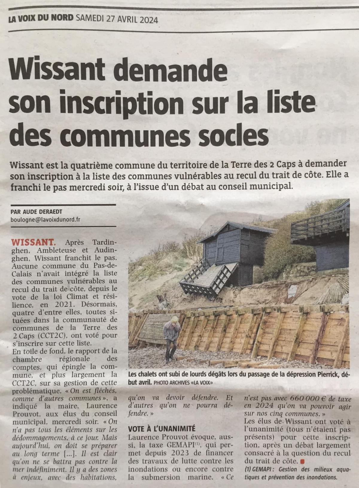 Recul du trait de côte : Wissant demande son inscription sur la liste des communes socles Recul du trait de côte : Wissant demande son inscription sur la liste des communes socles