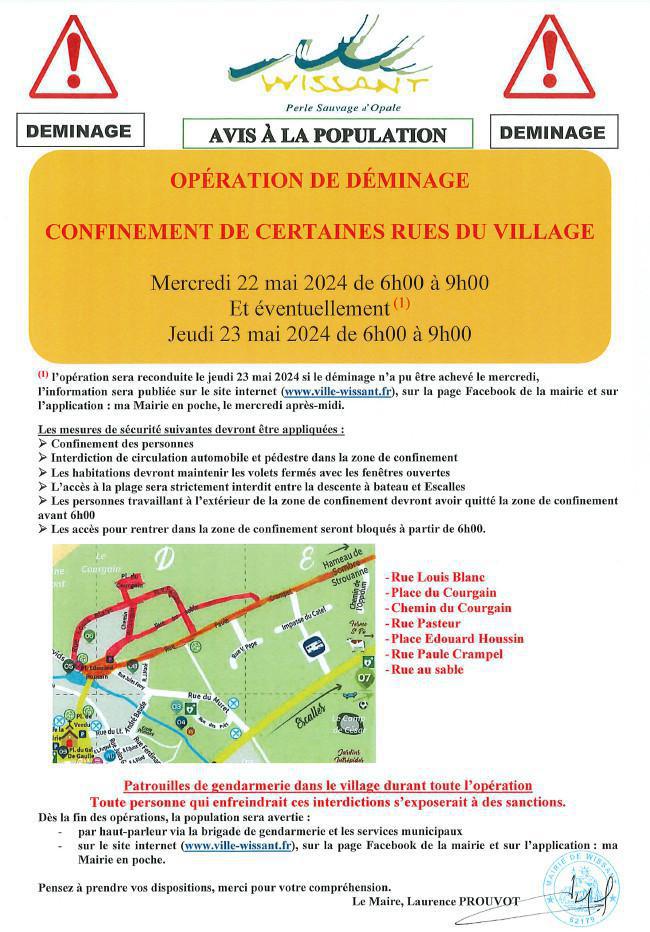 Opération de déminage à Wissant le mercredi 22 Mai Opération de déminage à Wissant le mercredi 22 Mai