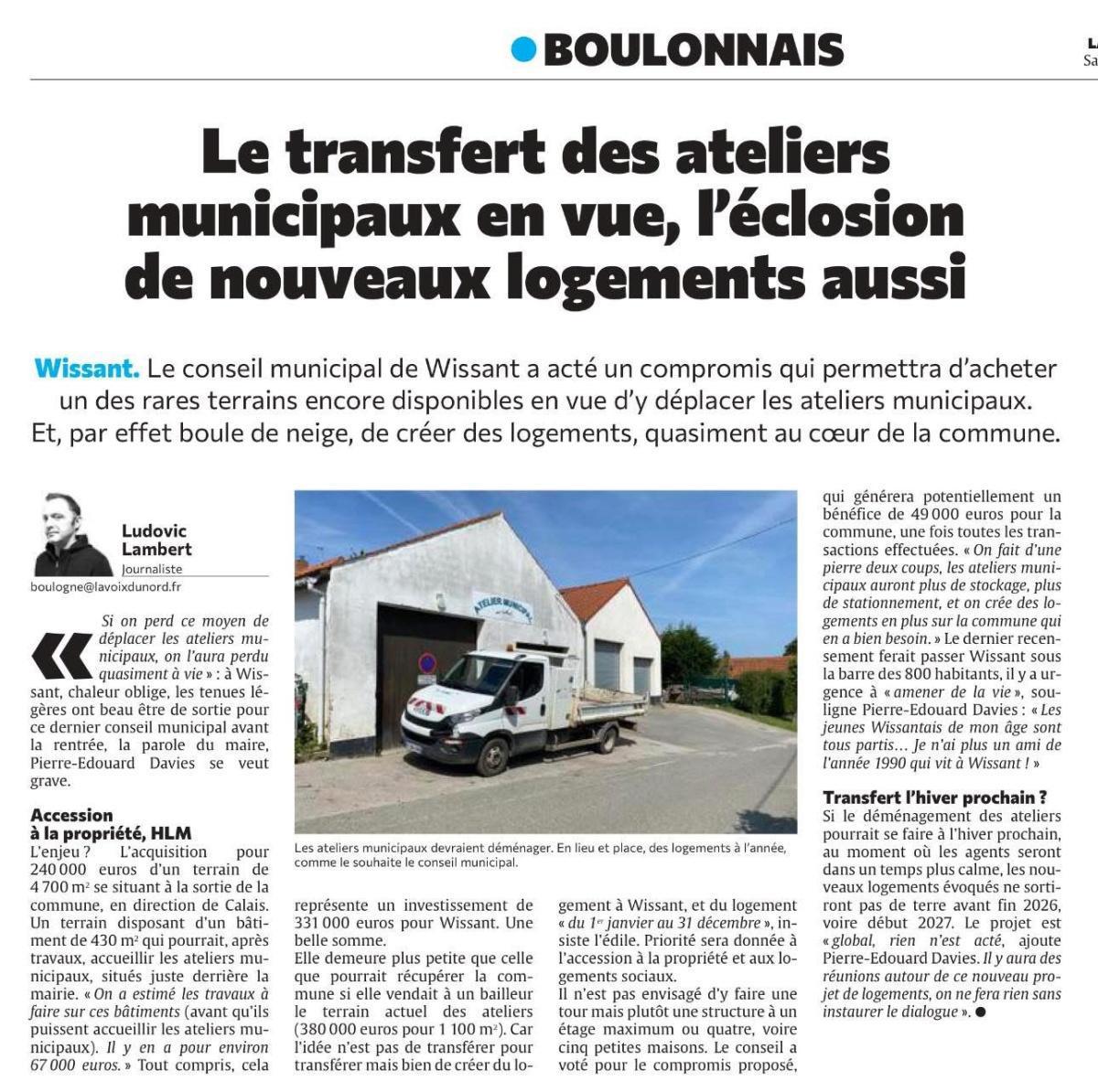 Wissant : le transfert des ateliers municipaux en vue, l’éclosion de nouveaux logements aussi Wissant : le transfert des ateliers municipaux en vue, l’éclosion de nouveaux logements aussi