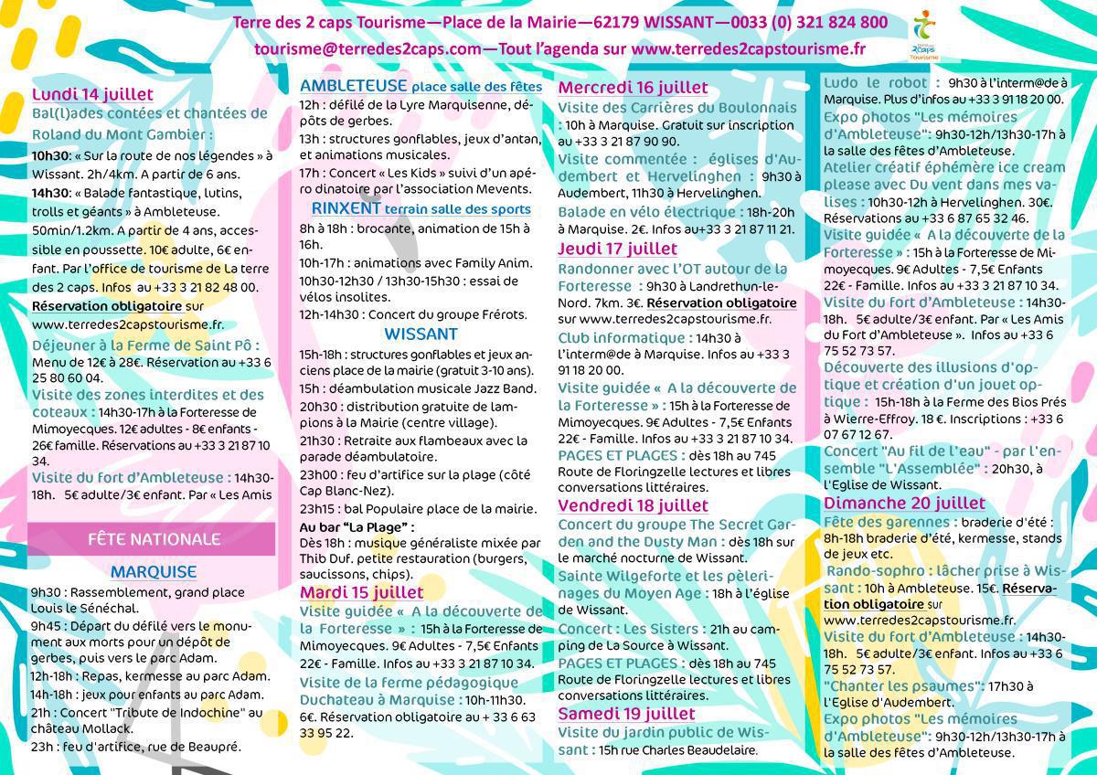 Manifestations du 05 au 20 juillet sur La terre des 2 caps