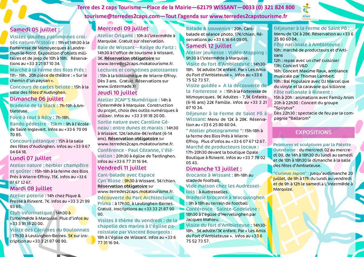 Manifestations du 05 au 20 juillet sur La terre des 2 caps Manifestations du 05 au 20 juillet sur La terre des 2 caps