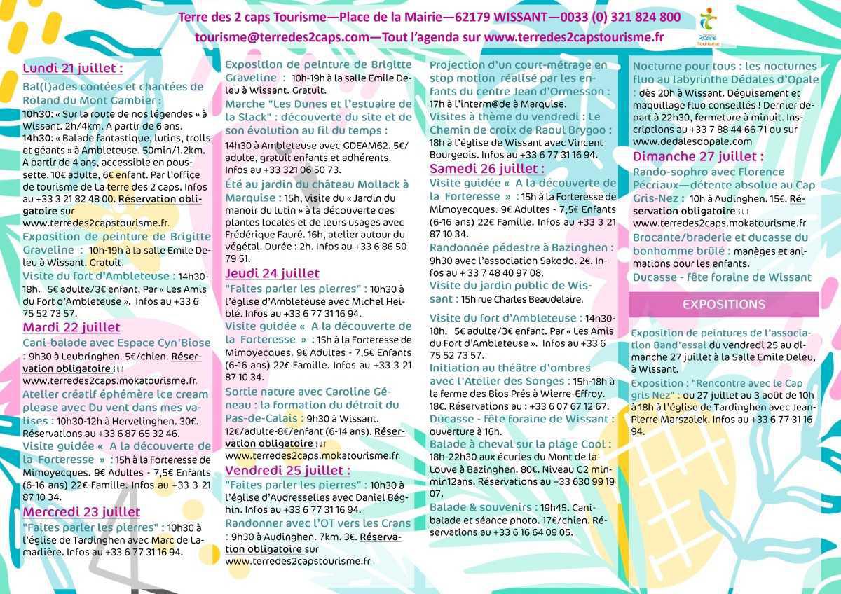 Manifestations du 14 au 27 juillet sur La terre des 2 caps