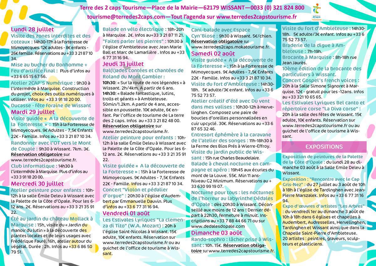 Manifestations du 21 juillet au 03 août sur La terre des 2 caps