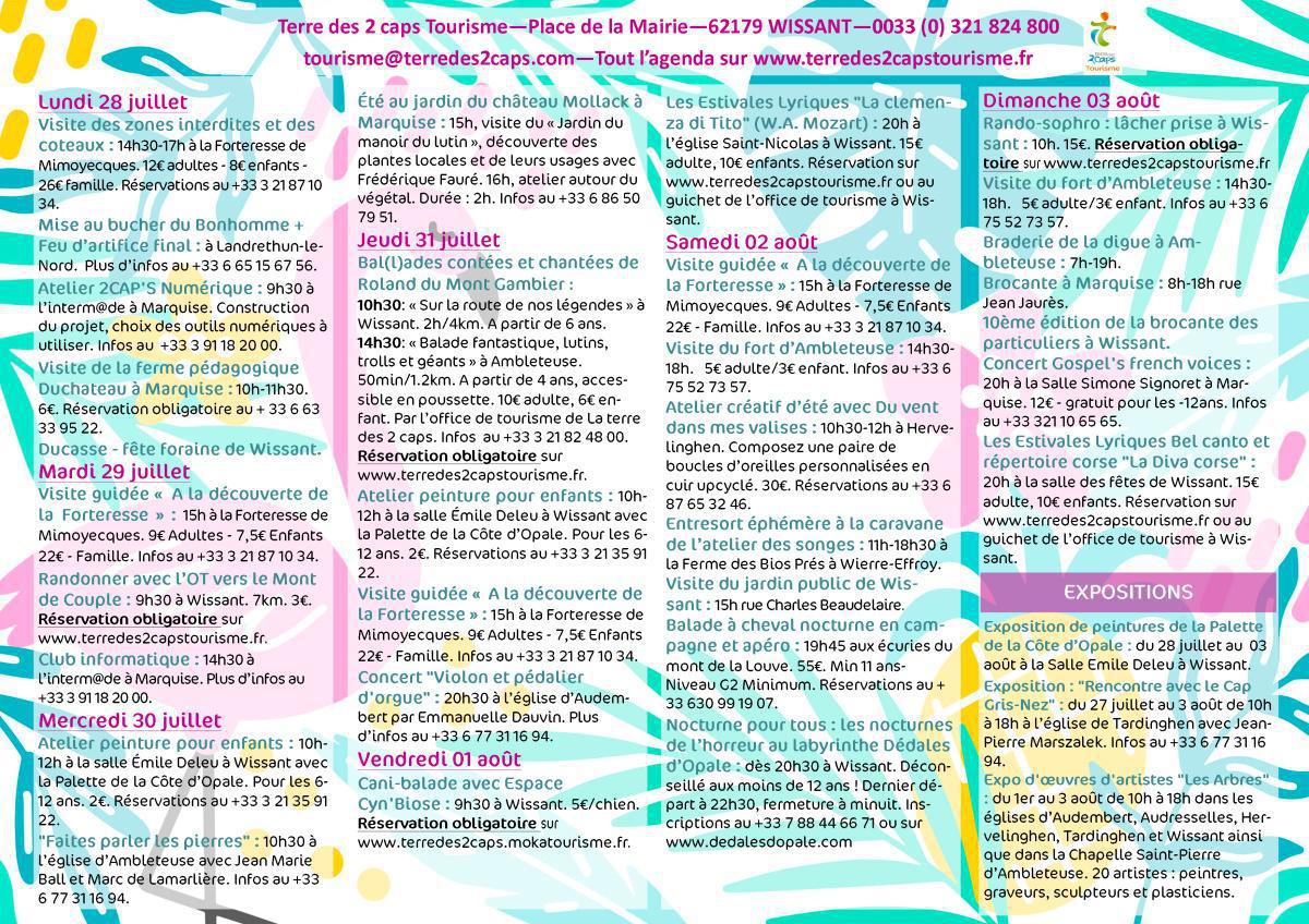 Manifestations du 28 juillet au 10 août sur La terre des 2 caps Manifestations du 28 juillet au 10 août sur La terre des 2 caps