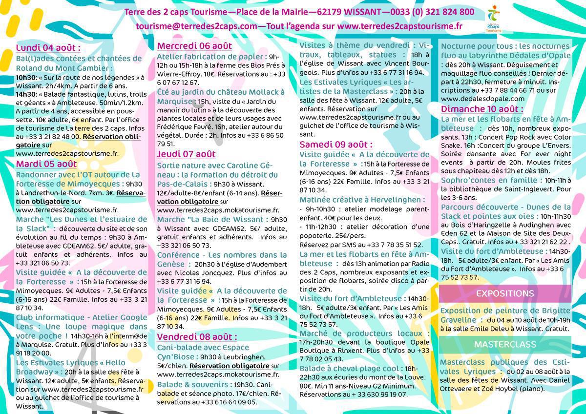 Manifestations du 28 juillet au 10 août sur La terre des 2 caps