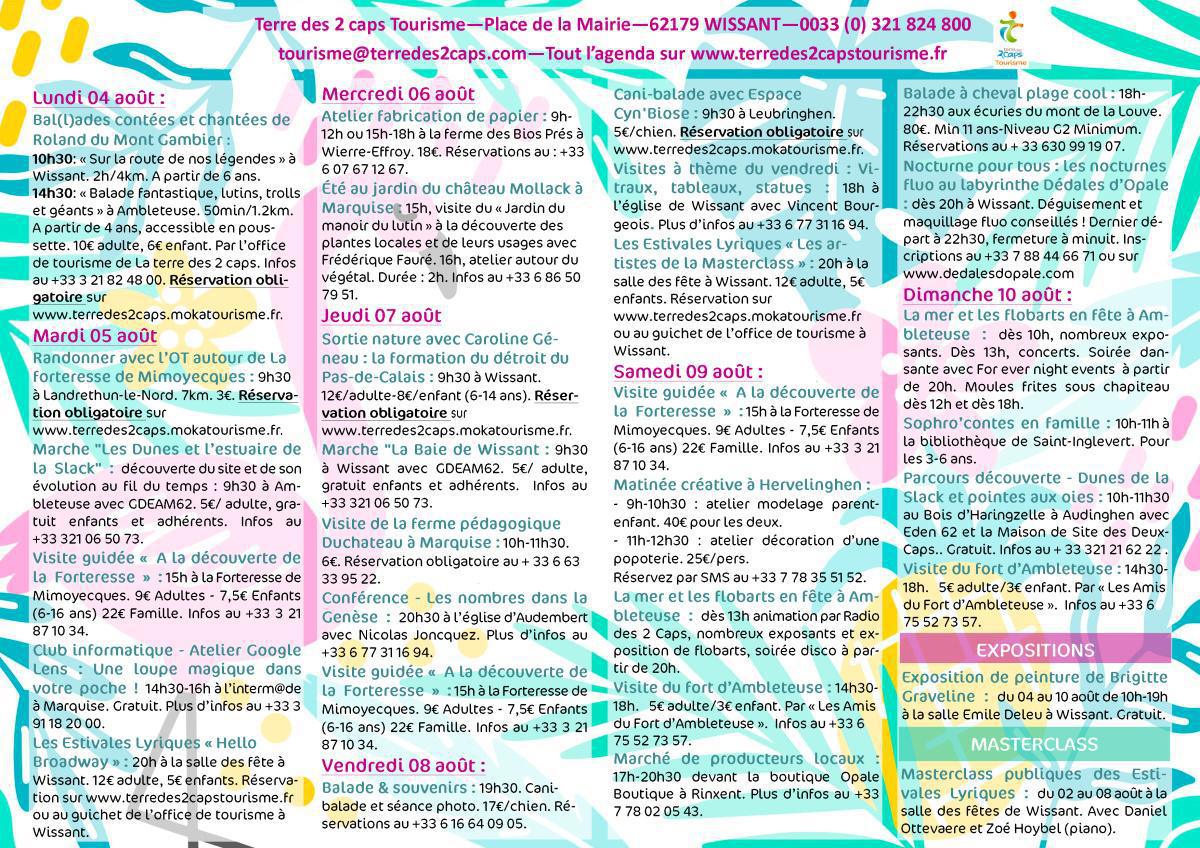 Manifestations du 04 au 17 août sur La terre des 2 caps Manifestations du 04 au 17 août sur La terre des 2 caps
