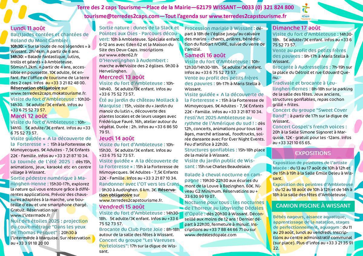 Manifestations du 04 au 17 août sur La terre des 2 caps Manifestations du 04 au 17 août sur La terre des 2 caps