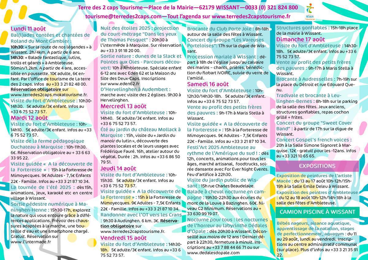 Manifestations du 11 au 24 août sur La terre des 2 caps