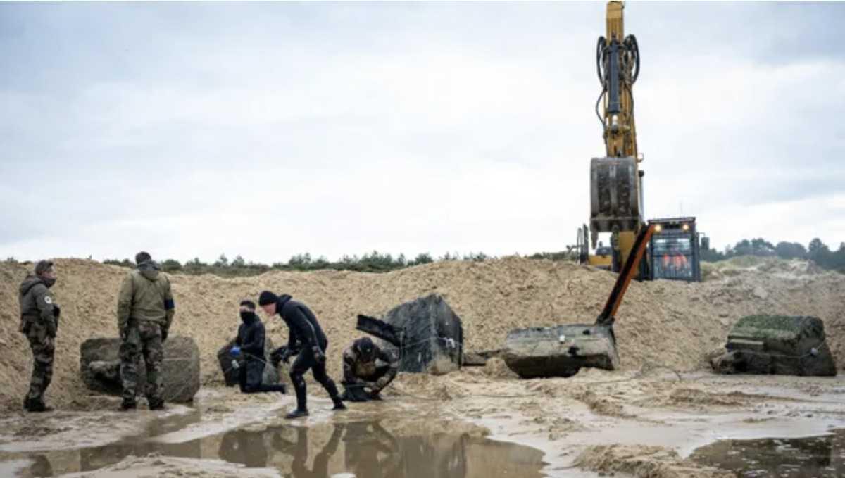 Opération de déminage réussie à Wissant, mais trois nouveaux blocs de défense découverts Opération de déminage réussie à Wissant, mais trois nouveaux blocs de défense découverts