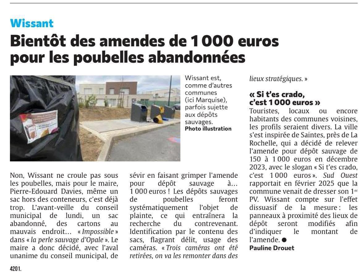 Bientôt des amendes de 1 000 euros pour les poubelles abandonnées à Wissant Bientôt des amendes de 1 000 euros pour les poubelles abandonnées à Wissant