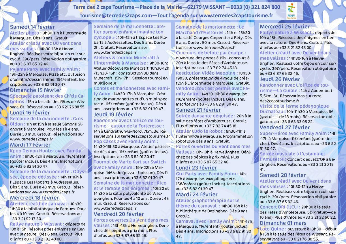 Manifestations du 14 février au 1er mars sur La terre des 2 caps 