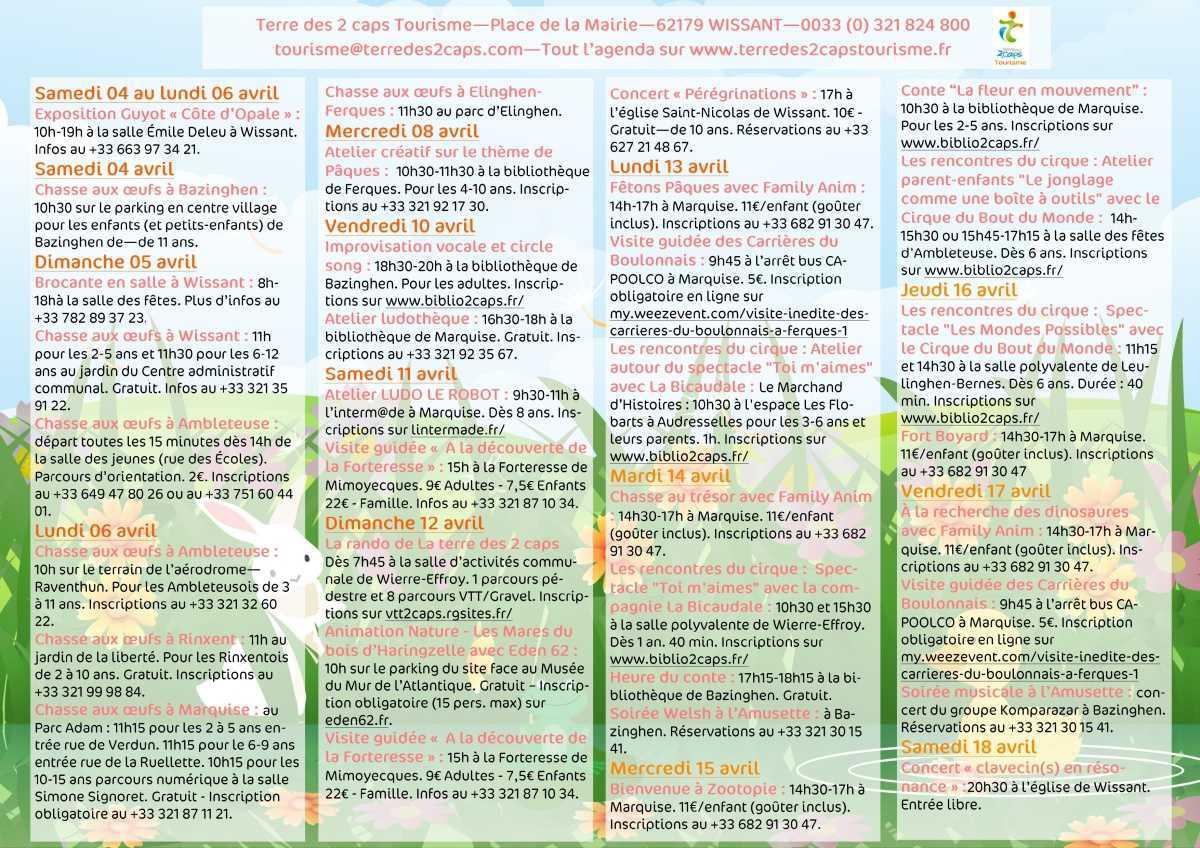 Manifestations du 04 au 18 avril sur La terre des 2 caps