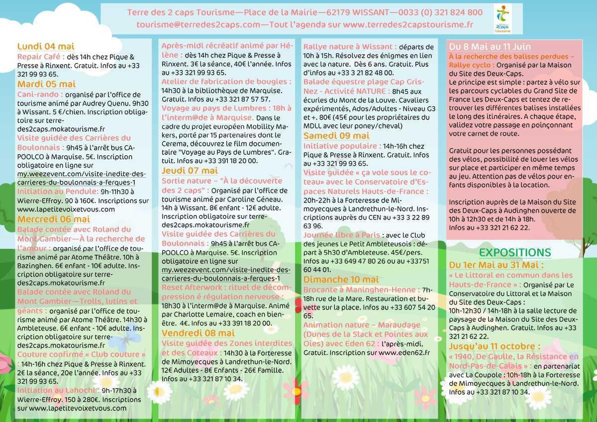 Manifestations du 03 au 10 mai sur La terre des 2 caps