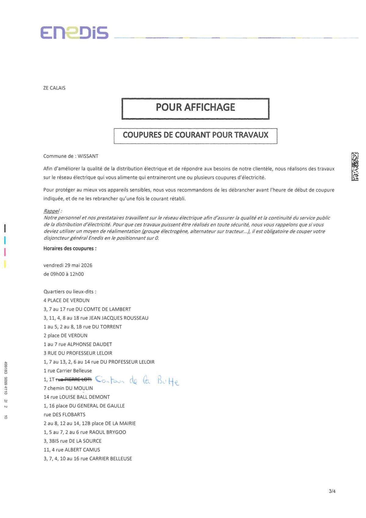Avis de coupures de courant pour travaux ce vendredi 29 Mai Avis de coupures de courant pour travaux ce vendredi 29 Mai