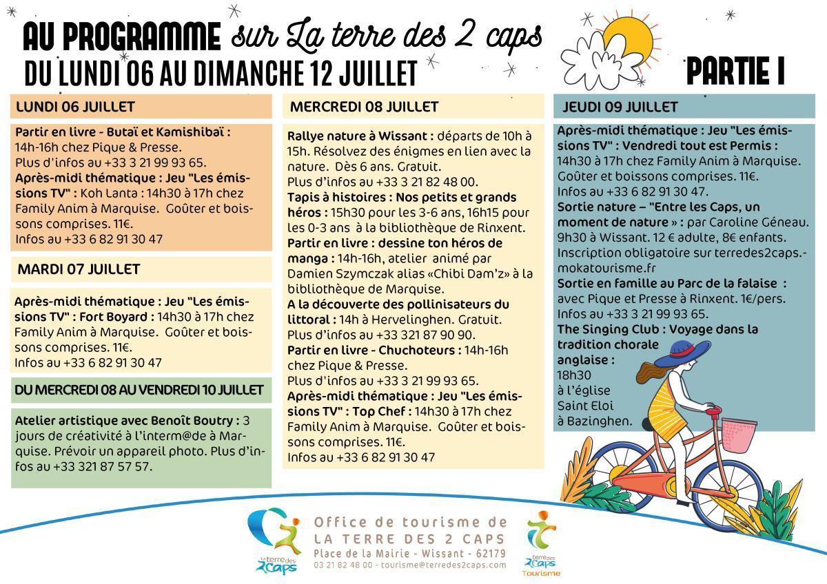 Manifestations du 06 au 12 juillet sur La terre des 2 caps Manifestations du 06 au 12 juillet sur La terre des 2 caps