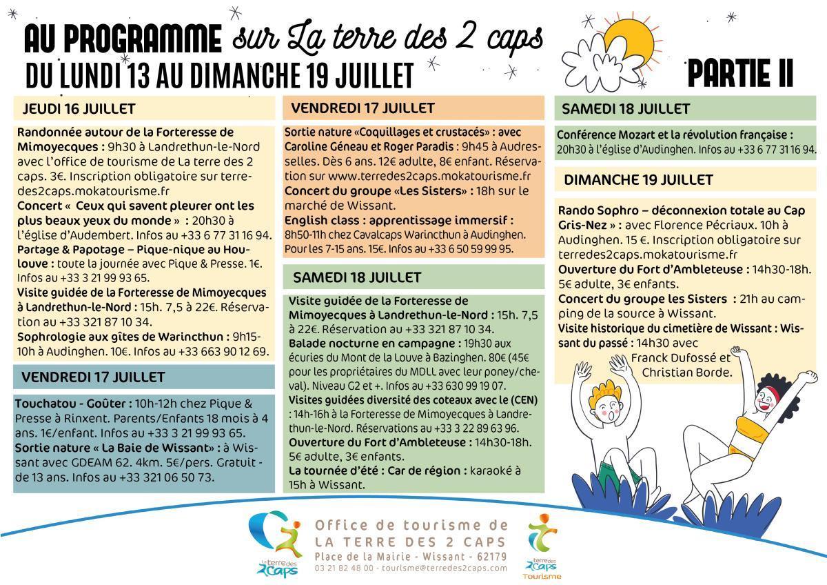 Manifestations du 13 au 19 juillet sur La terre des 2 caps