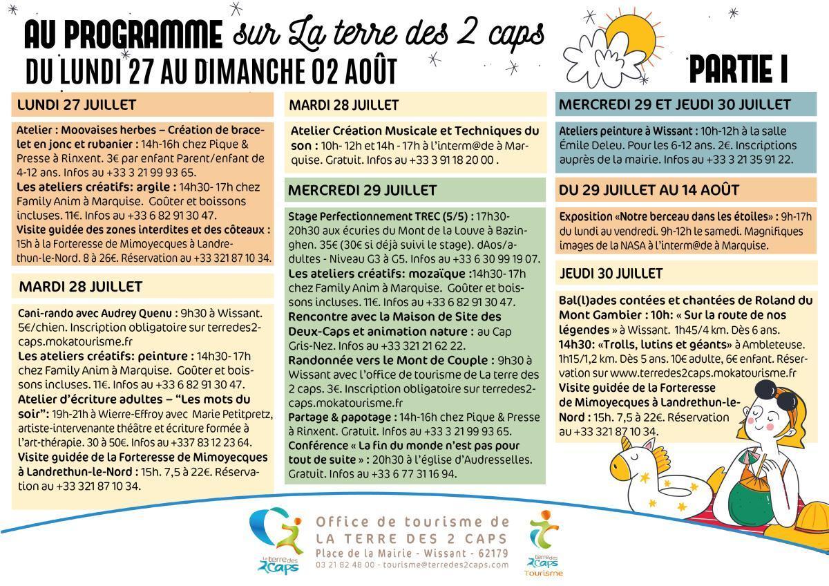 Manifestations du 27 juillet au 02 août sur La terre des 2 caps