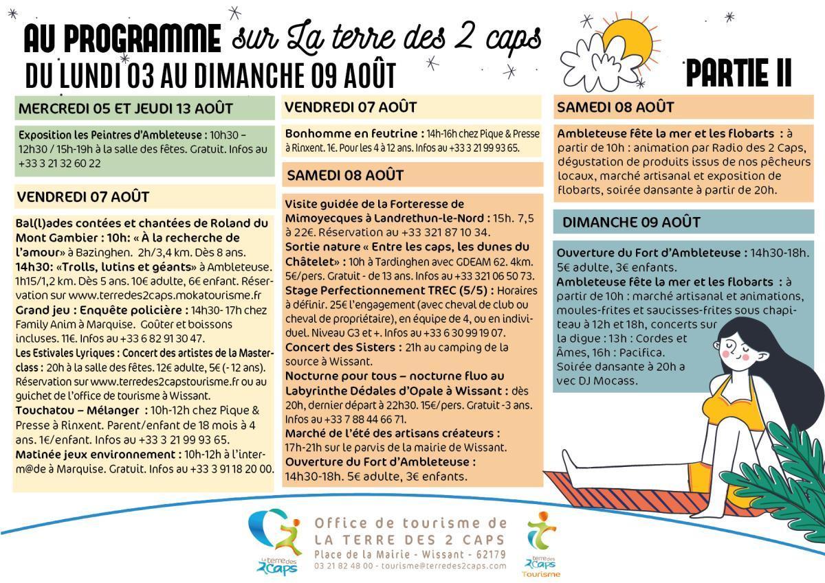 Manifestations du 03 au 09 août sur La terre des 2 caps