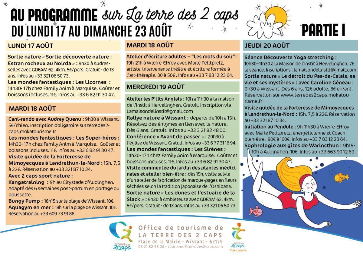Manifestations du 17 au 23 août sur La terre des 2 caps