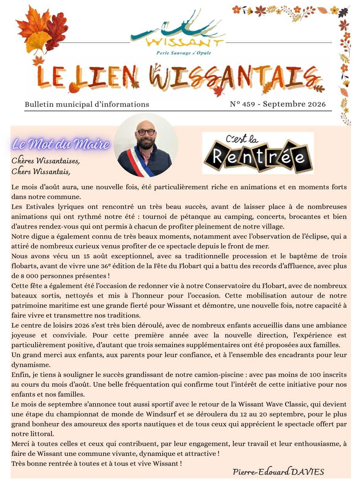Le Lien Wissantais de Septembre 2026 est en ligne