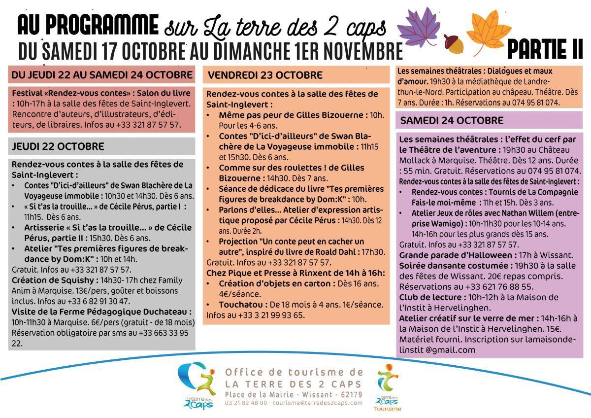 Manifestations du 17 au 31 octobre sur La terre des 2 caps
