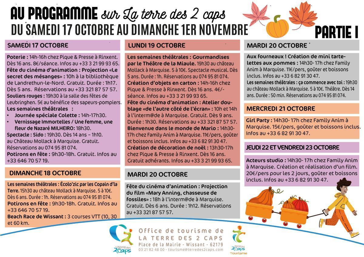 Manifestations du 17 au 31 octobre sur La terre des 2 caps