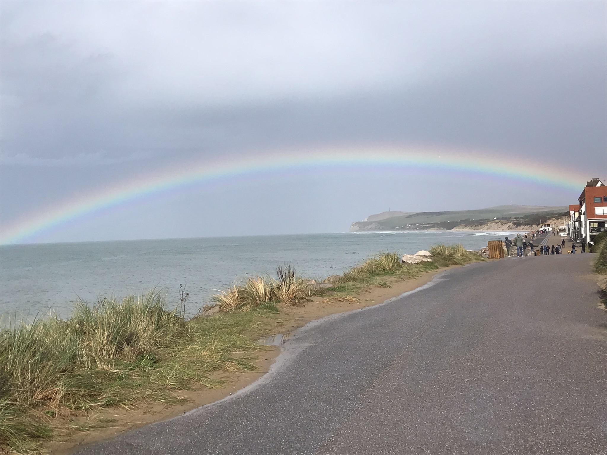 Couché de soleil à Wissant Arc en ciel sur le Blanc Nez